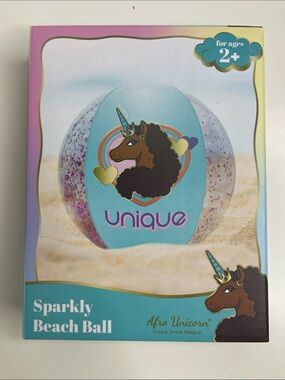 Nique Sparkly Unicorn Beach Ball - Teal, Purple, Gold